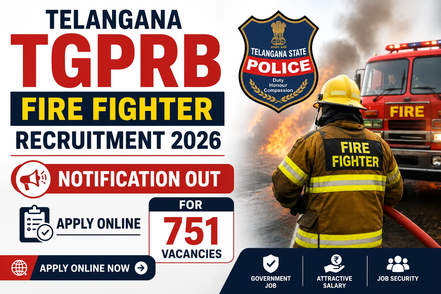 Telengana TGPRB Fire Fighter Recruitment 2026 Notification Out, Apply Online For 751 Vacancies