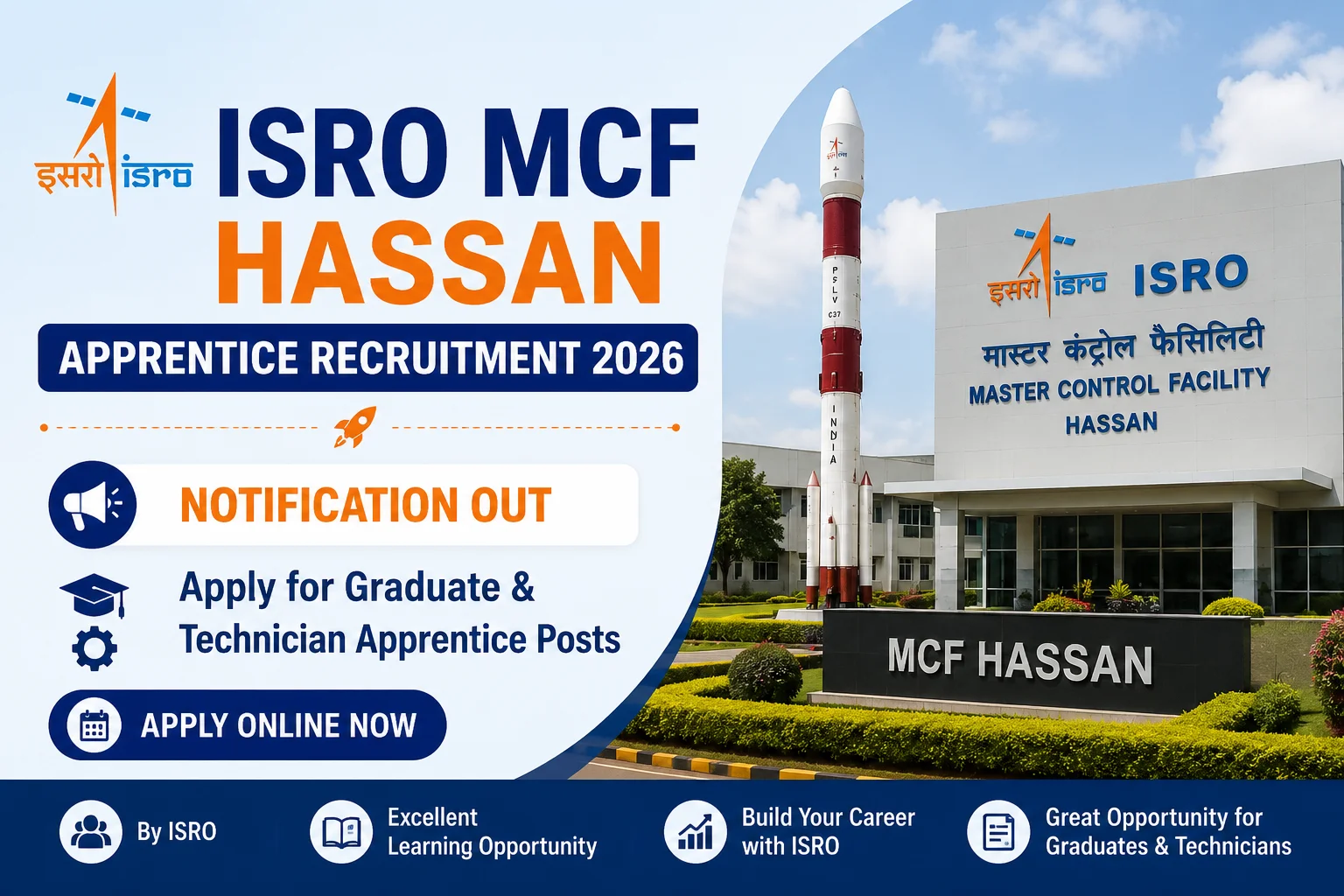 ISRO MCF Hassan Apprentice Recruitment 2026 Notification Out, Apply for Graduate & Technician Apprentice Posts