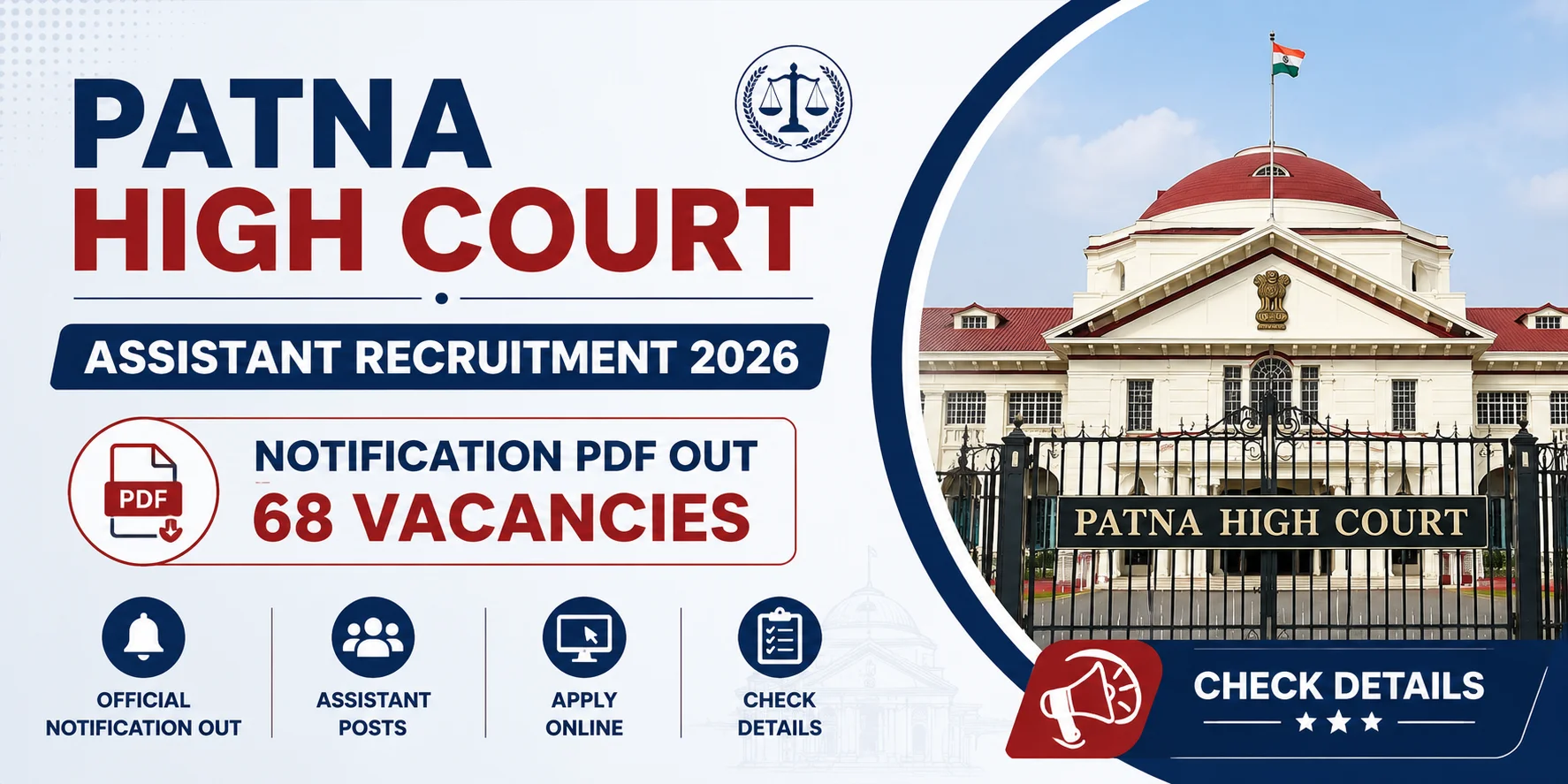 Patna High Court Assistant Recruitment 2026 Out for 68 Posts [Ex-Cadre], Apply Online, Exam Pattern