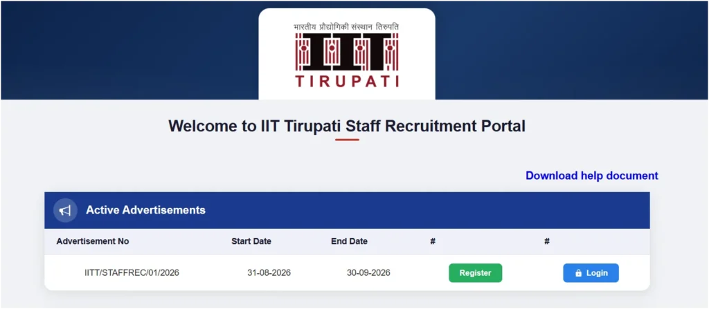 IIT Tirupati Non-Teaching ONline Application Window