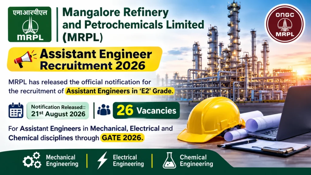 ONGC MRPL Assistant Engineer Recruitment 2026