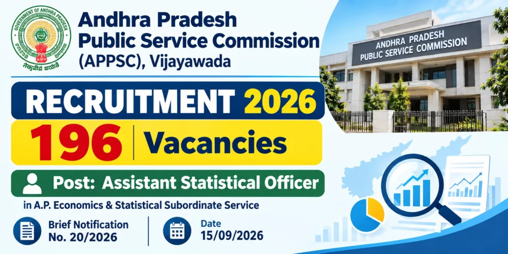 APPSC ASO Vacancy 2026 Out, Apply Online for 196 Assistant Statistical Officer Vacancies, Eligibility, Exam Pattern