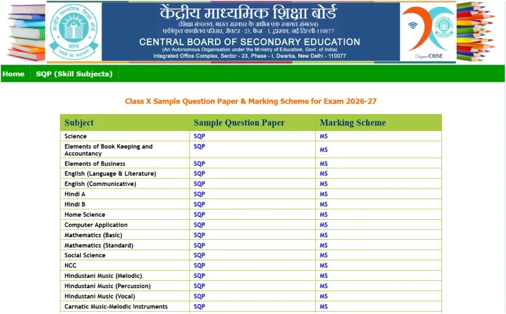 CBSE Sample Paper 2027 Out Download Class 10 and 12 Sample Question Paper and Marking Scheme PDF