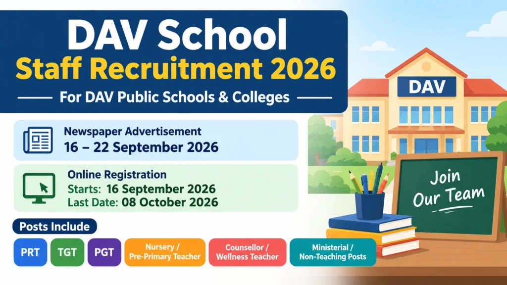 DAV School Staff Recruitment 2026 for Teaching & Non-Teaching Posts, Apply Online Across India for Session 2027-28
