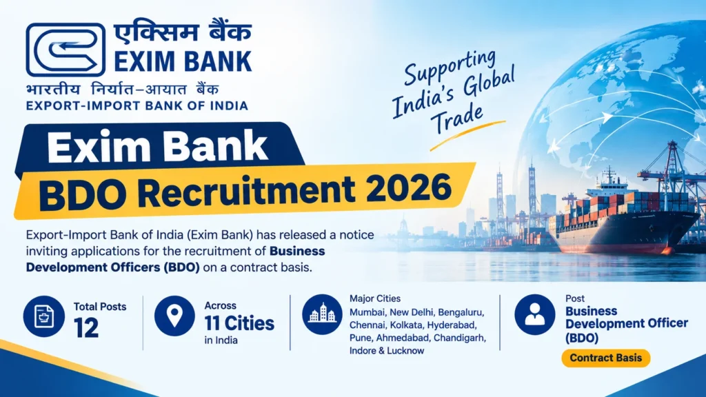 Exim Bank BDO Recruitment 2026 Notification Out for Business Development Officer Posts, Apply by 15th October