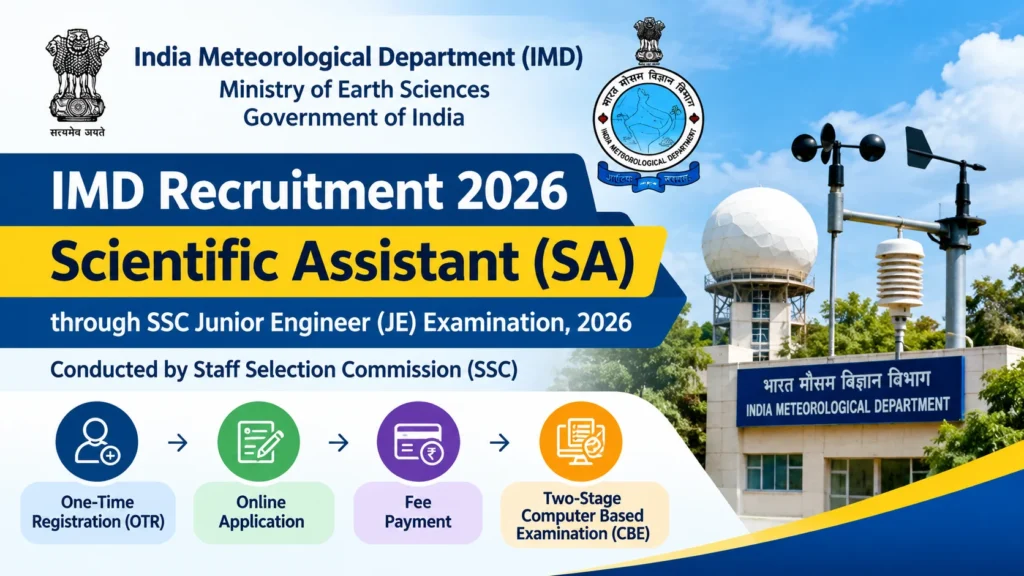 Mausam Bibhag (IMD) Vacancy 2026 for Scientific Assistant — Apply Online via SSC JE Examination, Official Link, Steps & Guidelines