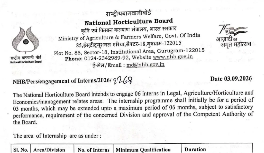 NHB Internship 2026