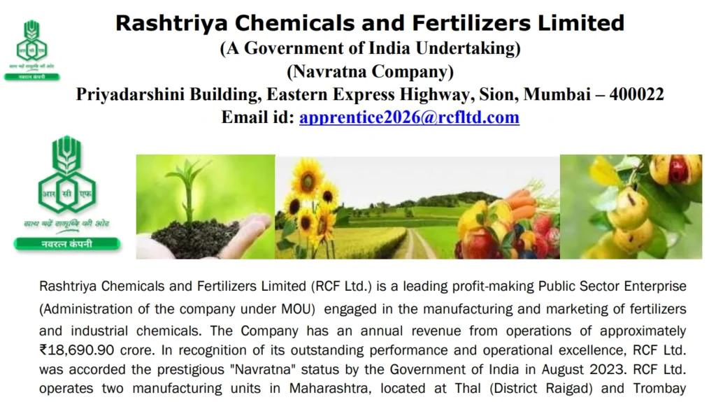 RCFL Apprentice Recruitment 2026-27 Notification Out, Apply Online for 326 Posts
