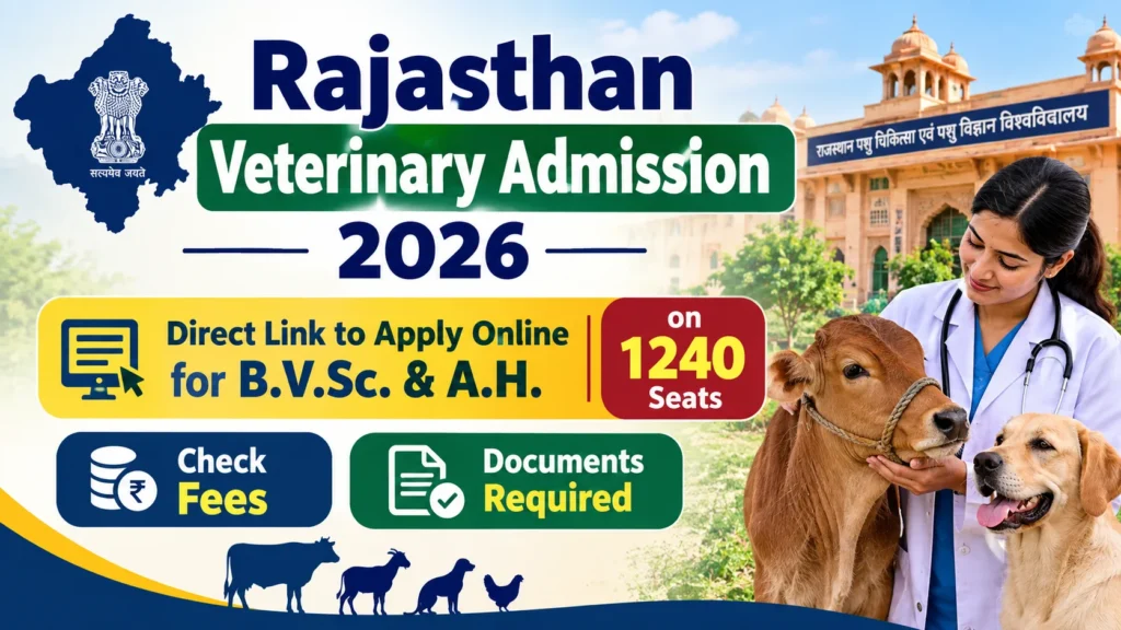 Rajasthan Veterinary Admission 2026, Direct Link to Apply Online for B.V.Sc. & A.H. on 1240 Seats, Check Fees and Documents Required